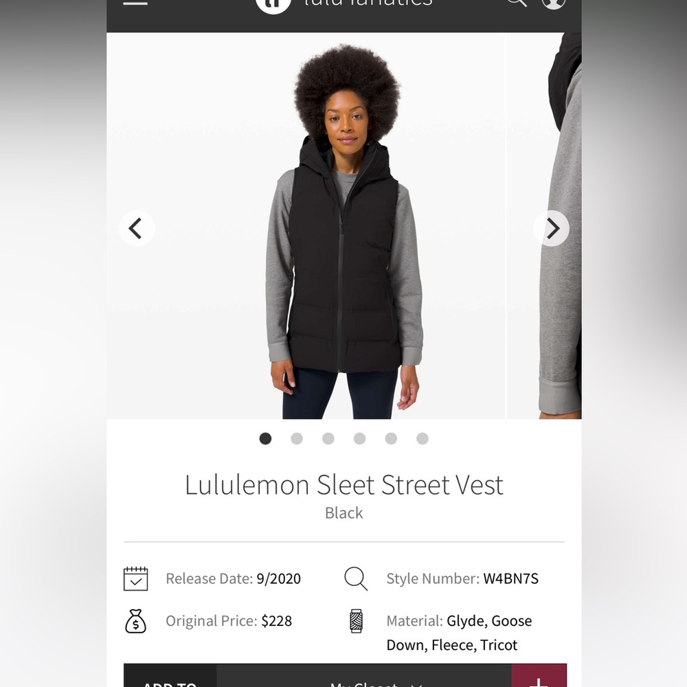 lululemon athletica Black Sleek Street Vest